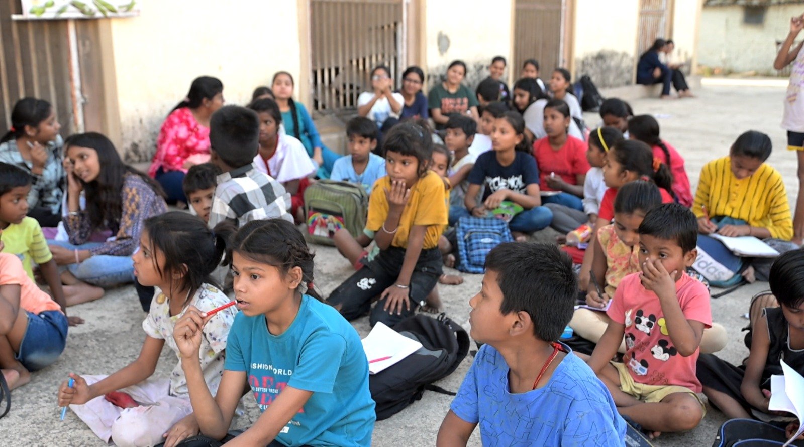 Children in makeshift class